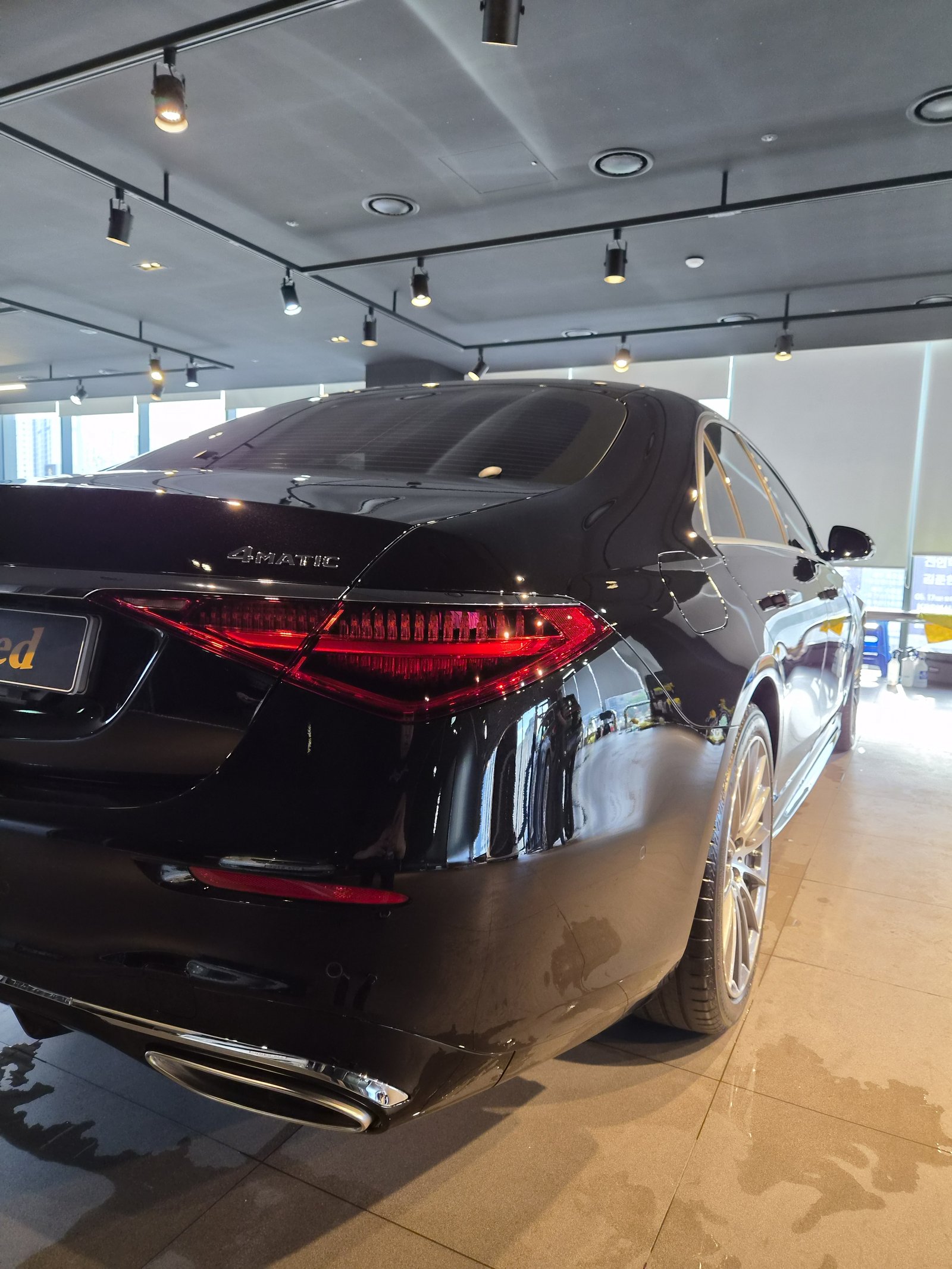 벤츠 S450 검정 신차 측후면 - 부산 쉴드광택 신차코팅
