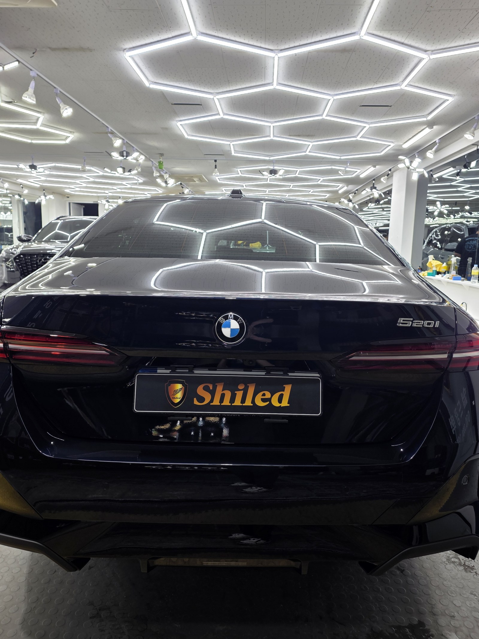 BMW 520i 블루 신차 후면 - 부산 쉴드광택 신차코팅