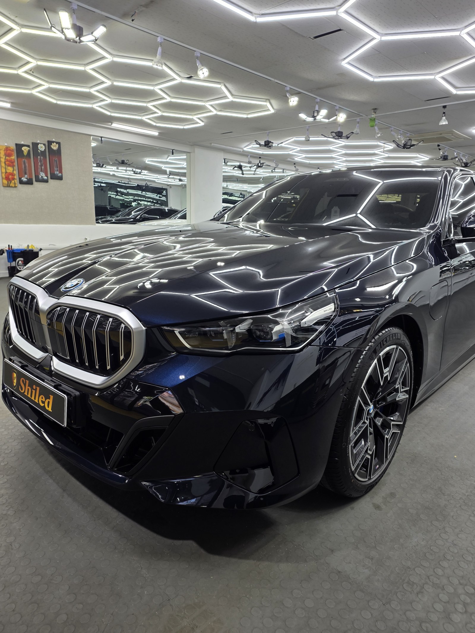 BMW 530e 블루 신차 F5 유리막코팅 - 부산 쉴드광택 전면
