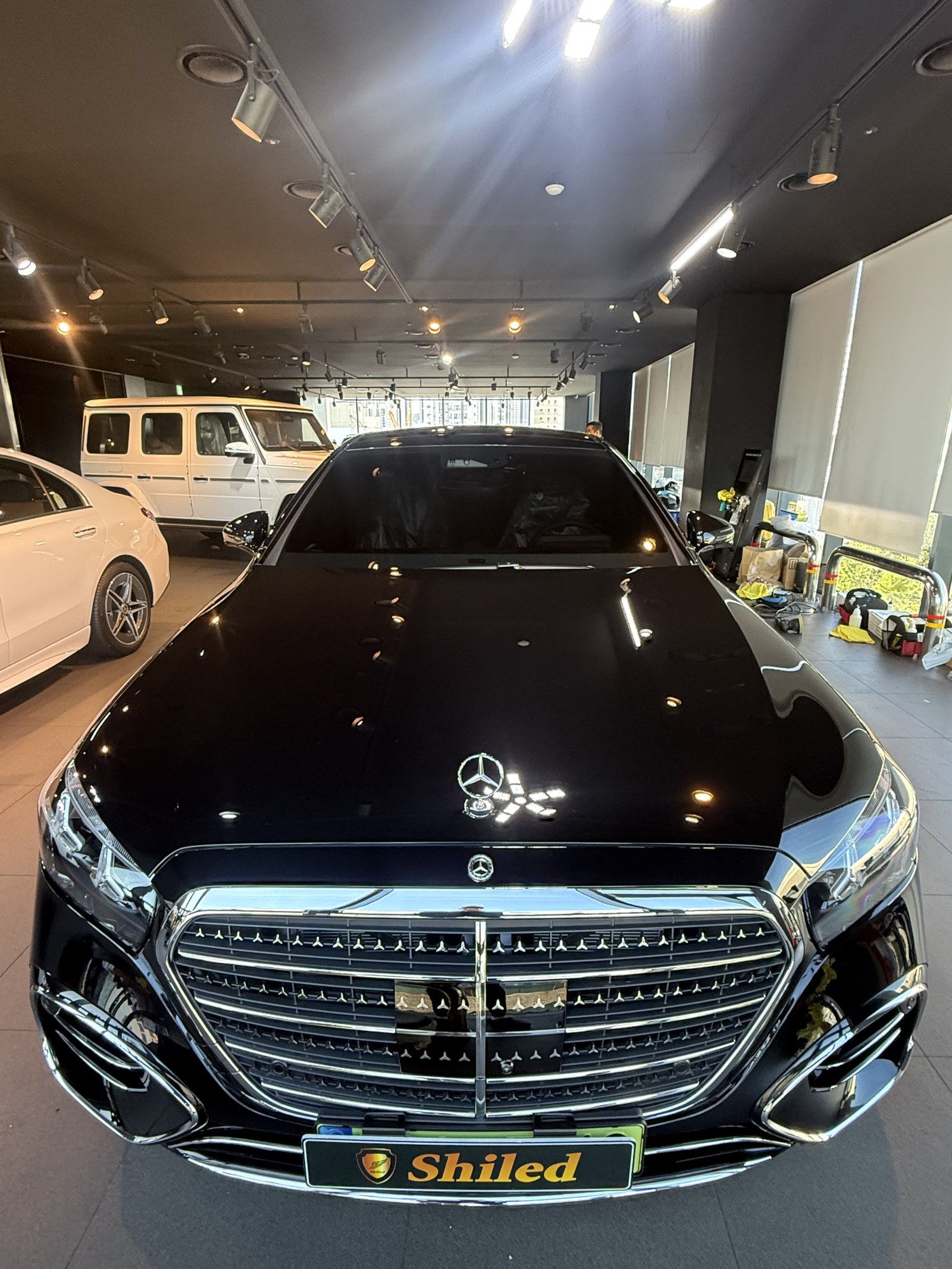 벤츠 S450 신차 유리막코팅 정면 - 부산 쉴드광택