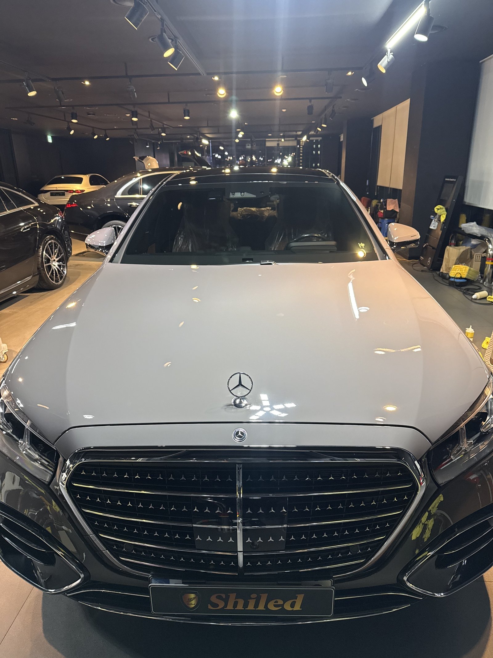 벤츠 S450 신차 유리막코팅 정면 - 부산 쉴드광택